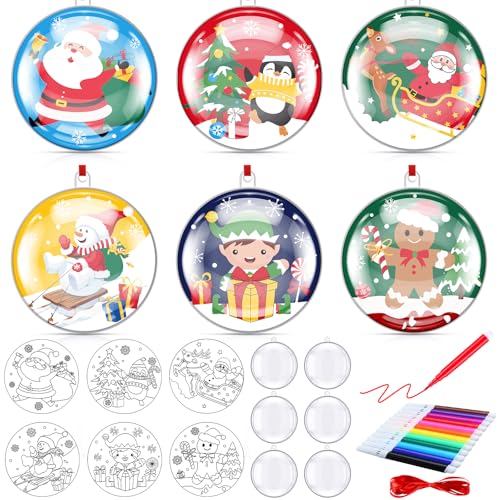24 Sets DIY Plastic Christmas Bulb Ornament Kits M763269