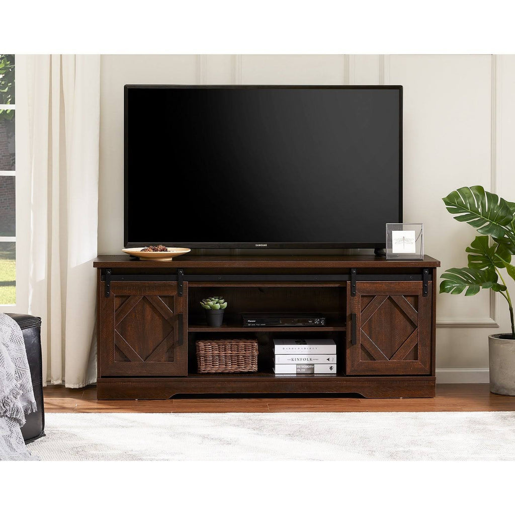 Rustic Grey Wash Wood TV Stand Storage Cabinet S21455