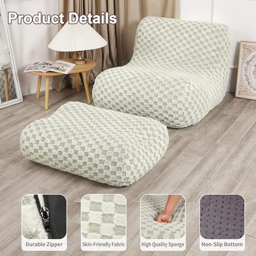 Green Bean Bag Chair with Footstool Y728859