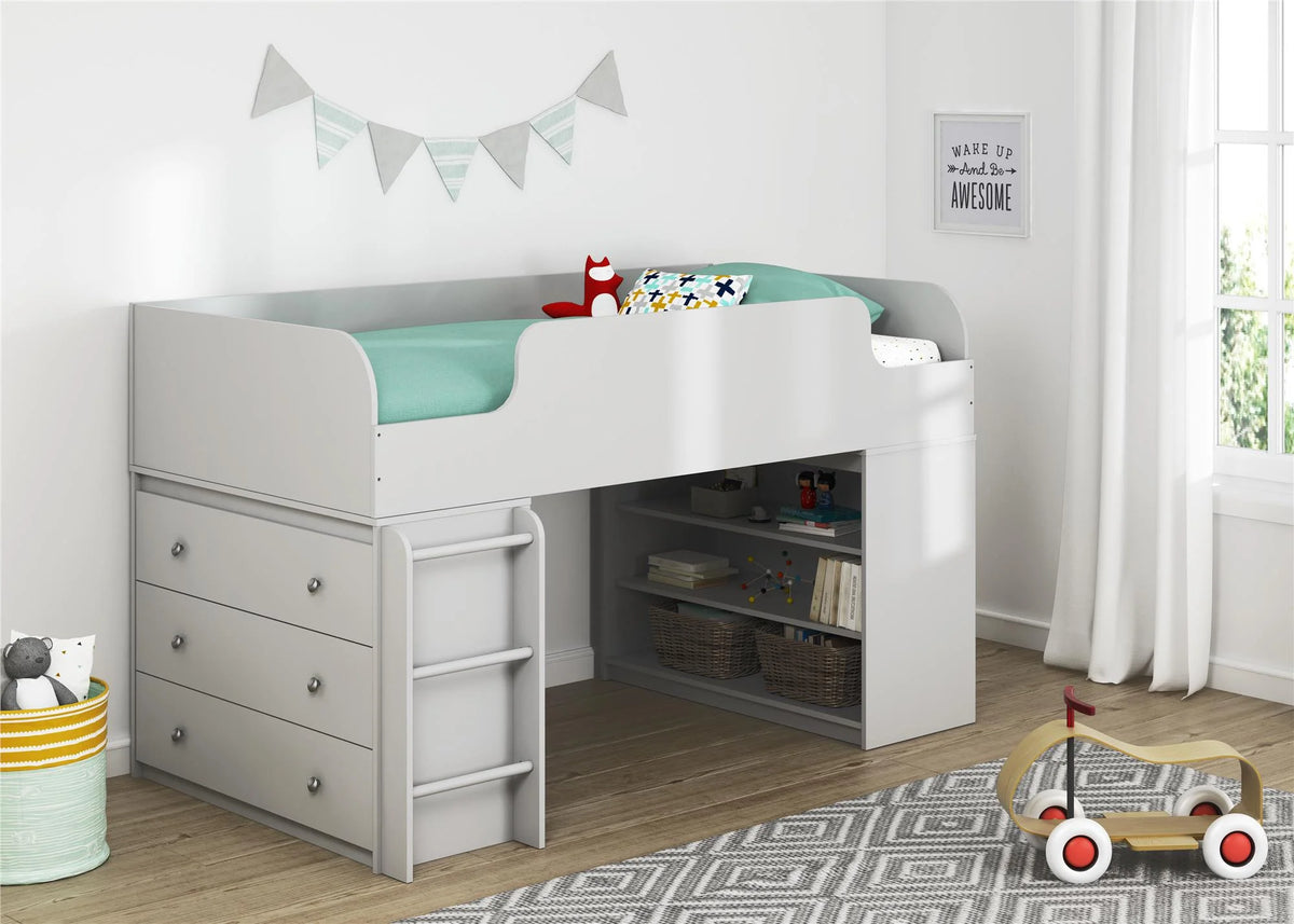 Gray Loft Bed with Ladder I4102