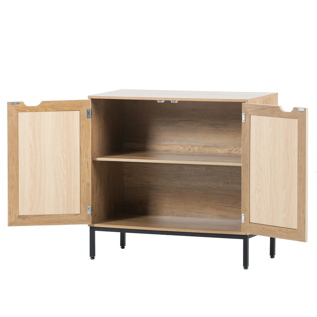 Rustic Accent Storage Cabinet with 2 Rattan Doors S61910