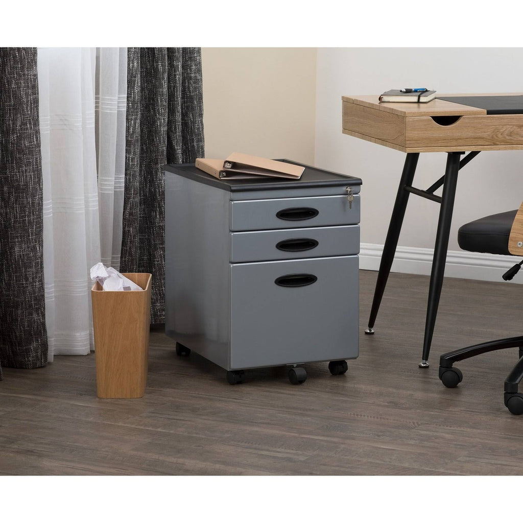 3 Lockable Drawers Silver Mobile File Cabinet X637