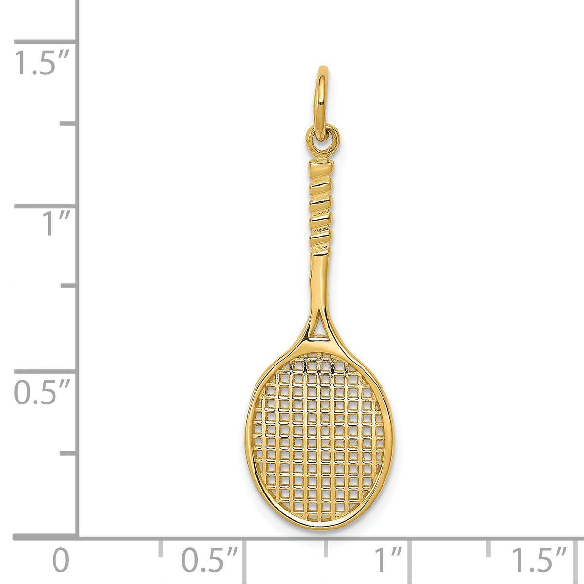 14K Yellow Gold Tennis Racquet Pendant Charm with Rope Chain Necklace 16'' T5879