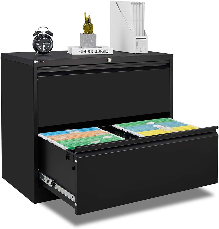 Black 2 Drawer Lockable Metal File Cabinet R150537