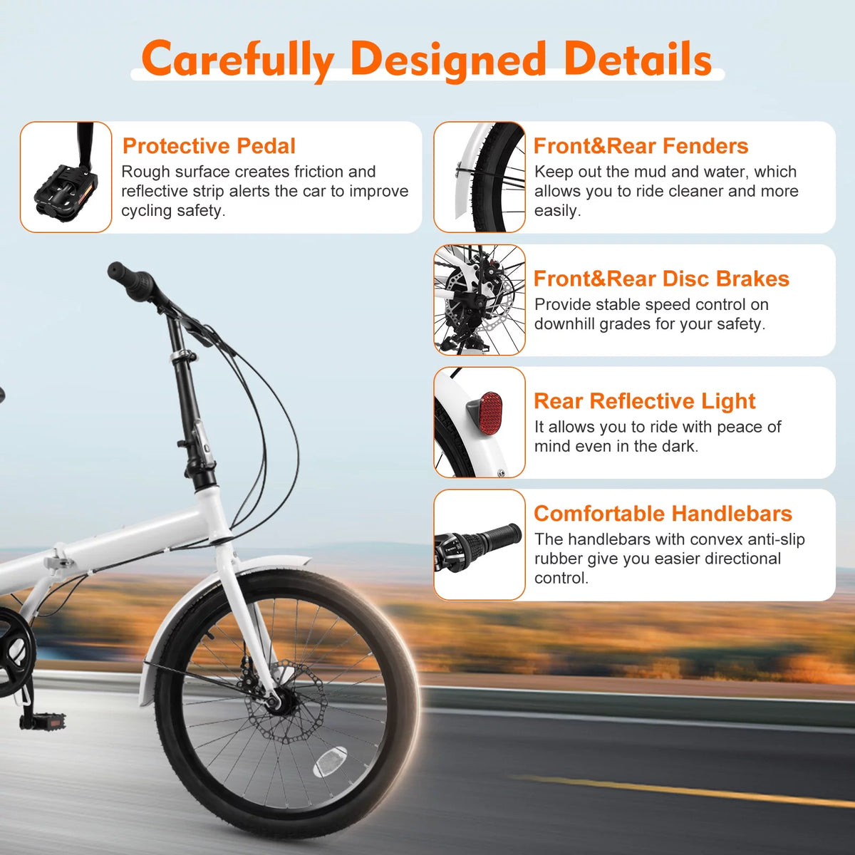 White 20-inch 7 Speed Folding Bicycle T787