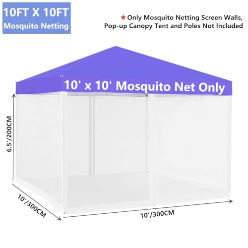 Black 4-Panel Mosquito Net for Gazebo Canopy 10' x 10' with Double Door K225158