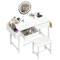 White Vanity Table Set with Mirror and Chair C753794