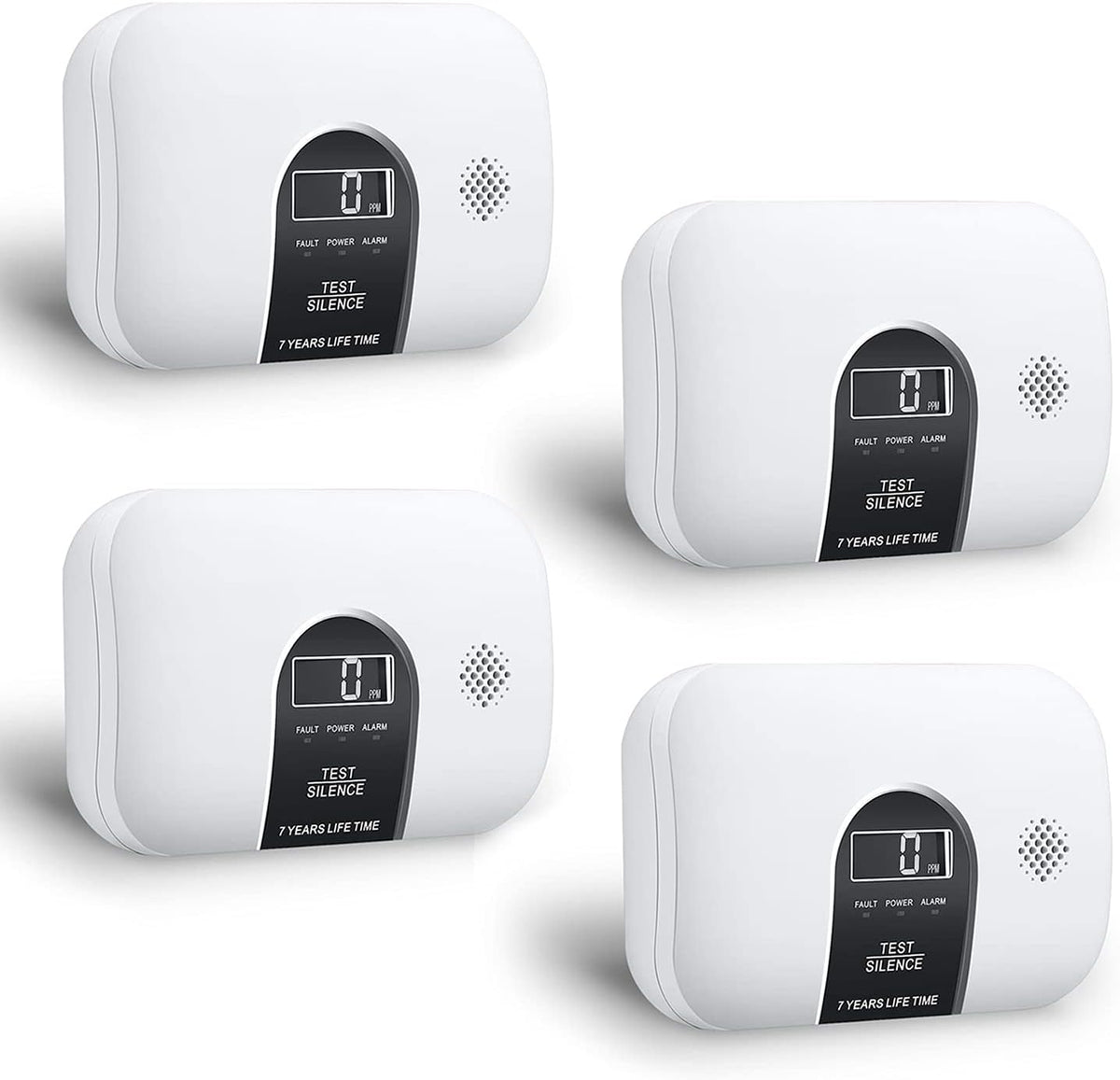 Carbon Monoxide Alarm Detector with LCD Digital Display, 4 Packs A2758