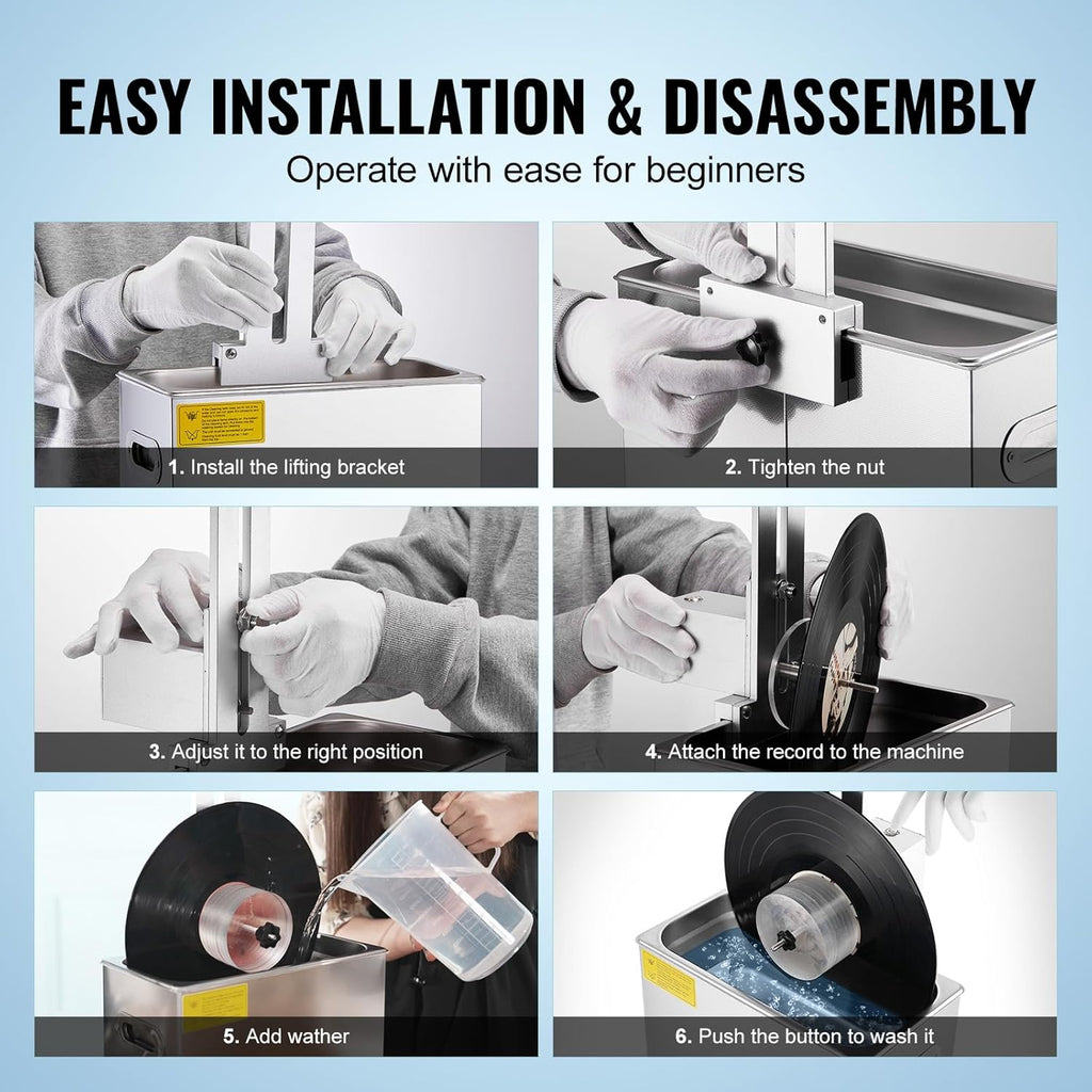 6L Ultrasonic Vinyl Cleaning Machine with Drying Rack Y625