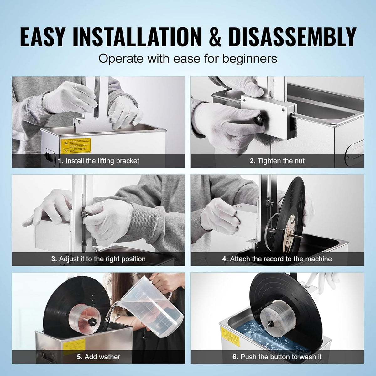 6L Ultrasonic Vinyl Cleaning Machine with Drying Rack Y625