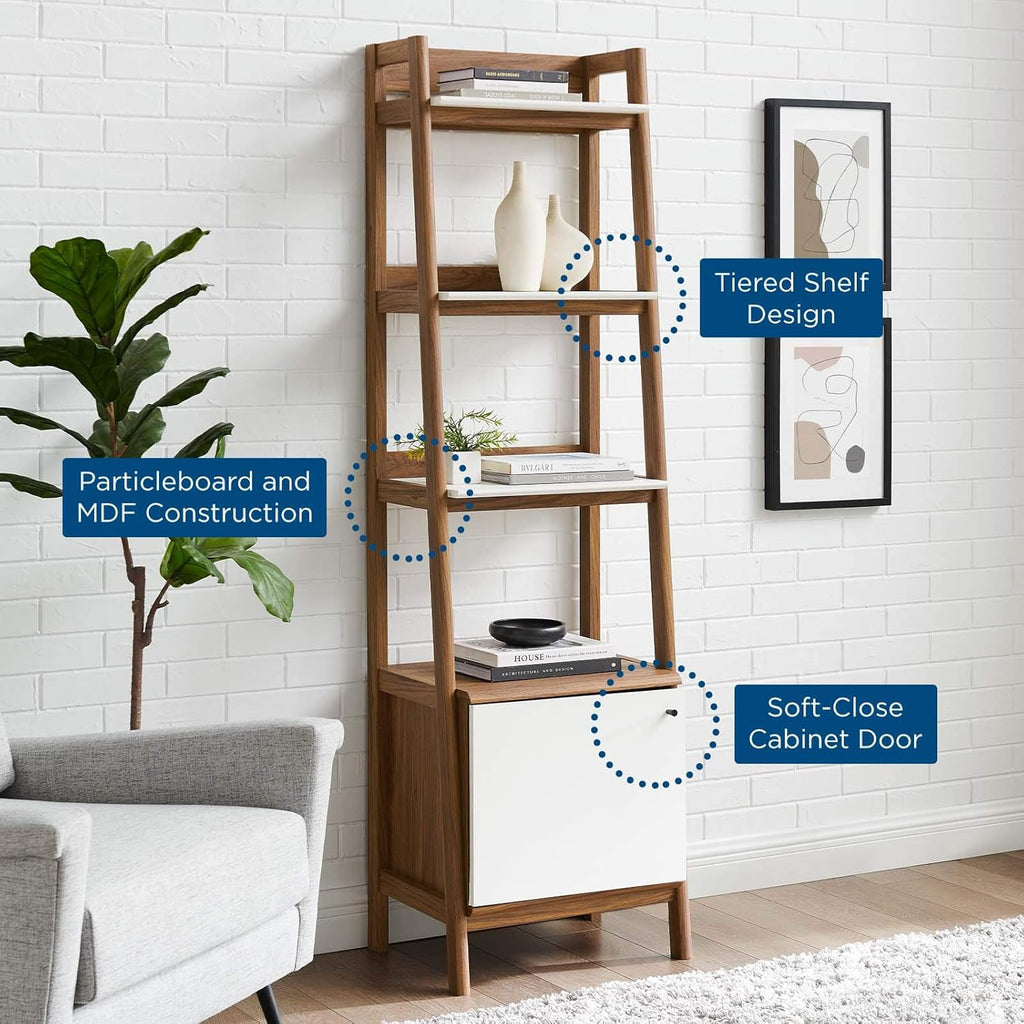 21 Inch Walnut White Bookshelf Display Case K947