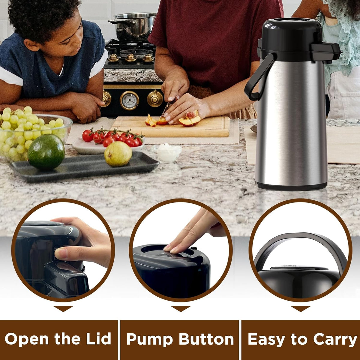 102oz Stainless Steel Thermal Insulated Coffee Dispenser with Pump G156660