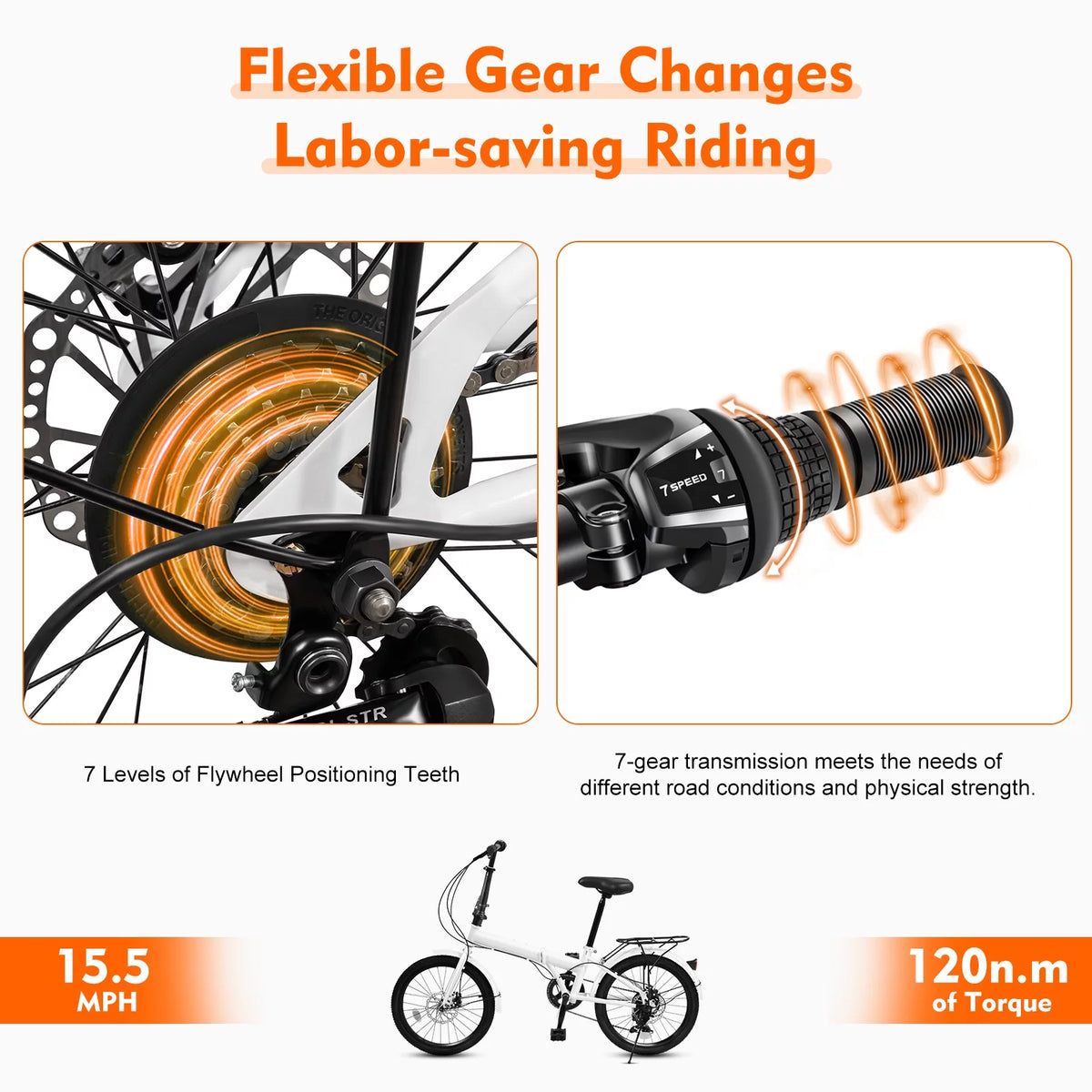 White 20-inch 7 Speed Folding Bicycle T787