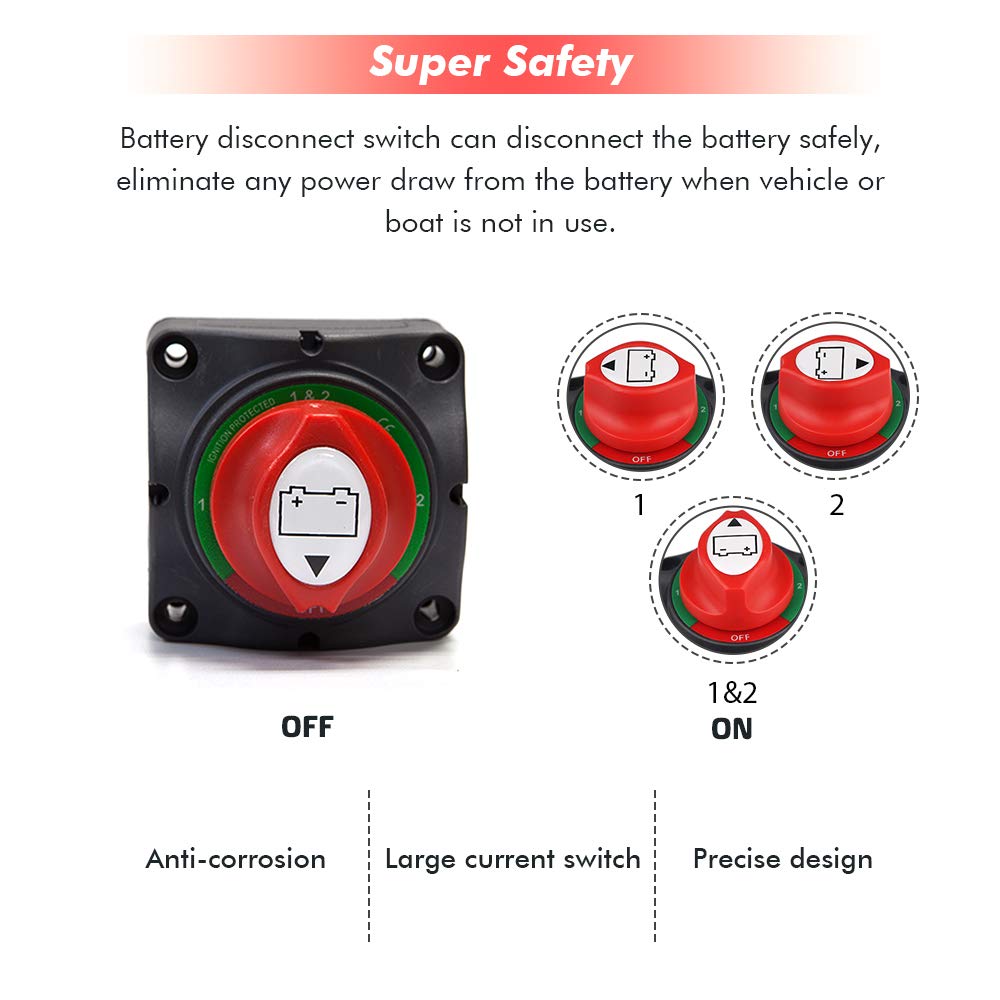 12-48V 200-1000 Amps Battery Power Cutoff Switch Pack of 2 O541