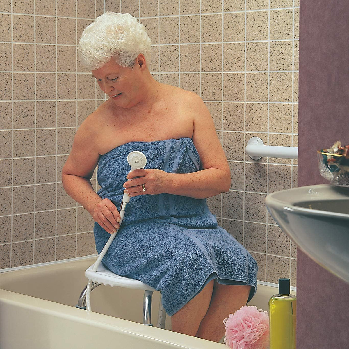 White Handheld Shower Head with 84" Hose U17747