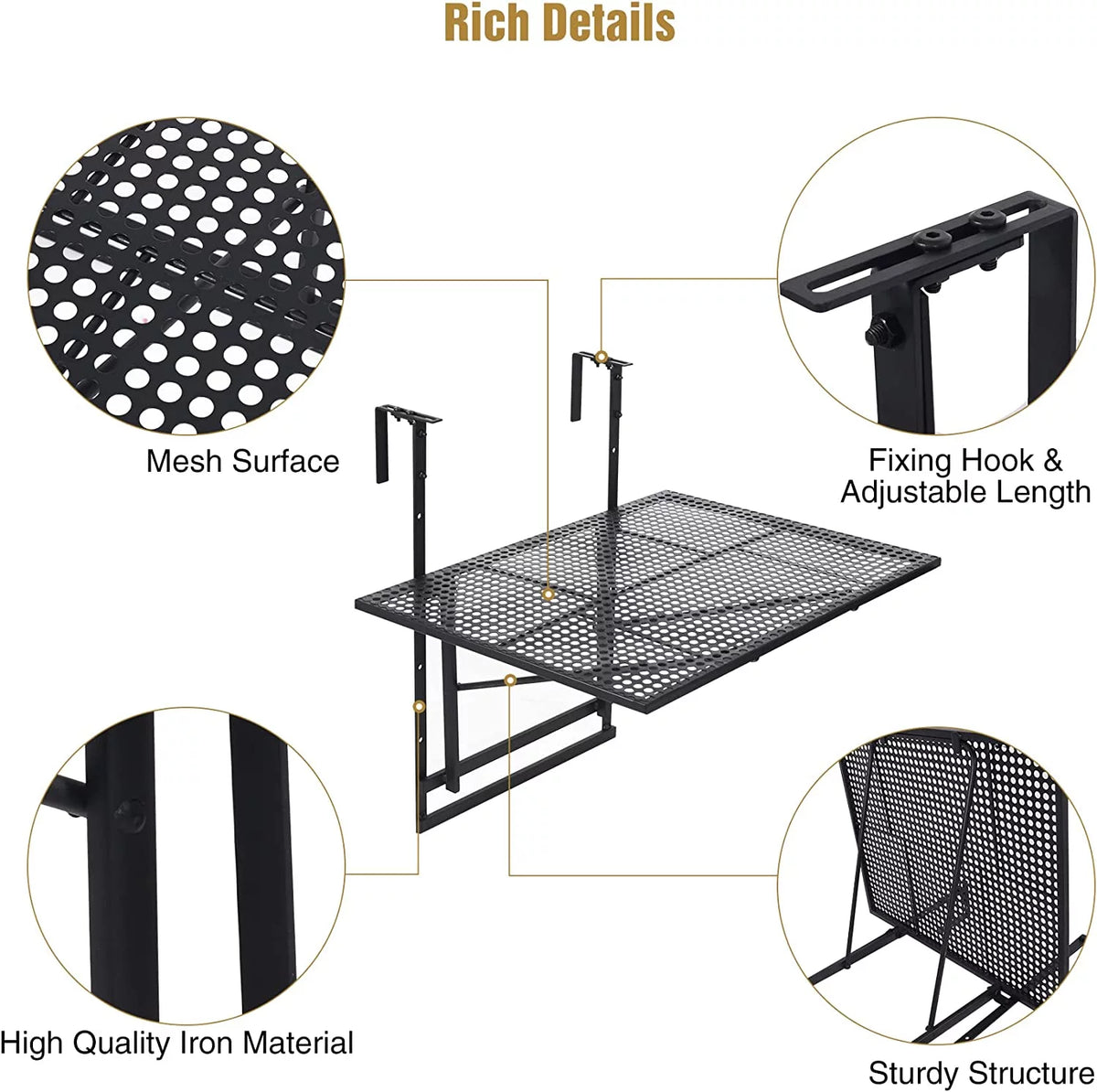 Folding Hanging Table 5 Height Adjustable X3487