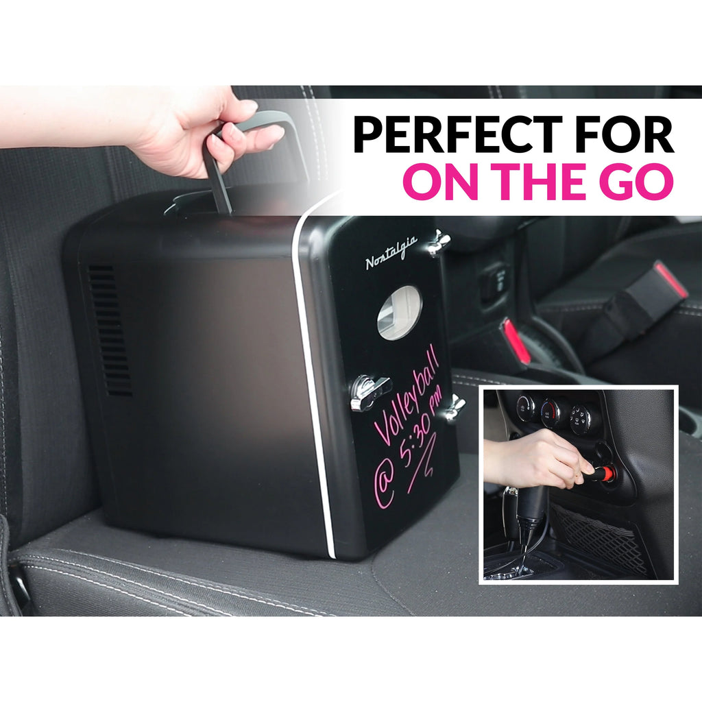 Black 6-Can Personal Cooling and Heating Refrigerator with Carry Handle H33528