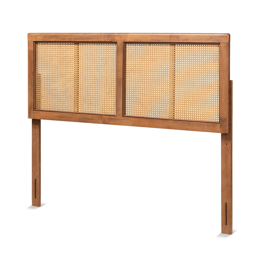 Ash Walnut Wood and Synthetic Rattan Headboard Full N92873