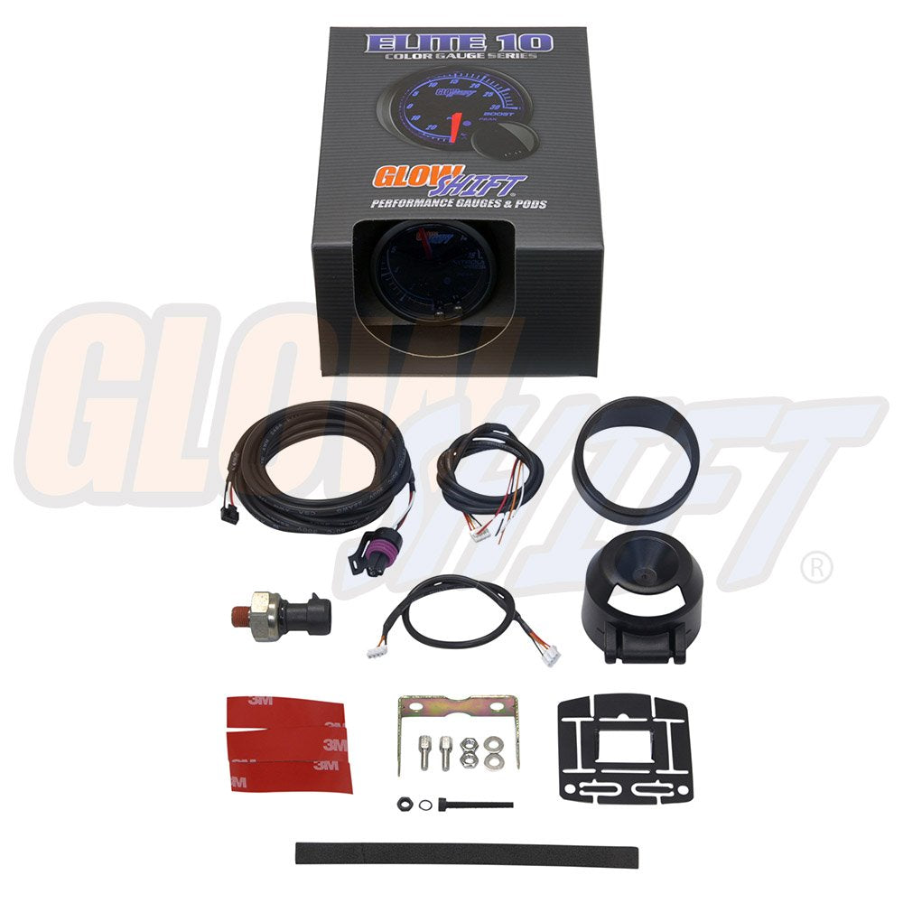 1,600 PSI Nitrous Pressure Gauge Kit - Black Dial - 2-1/16 52mm N111648