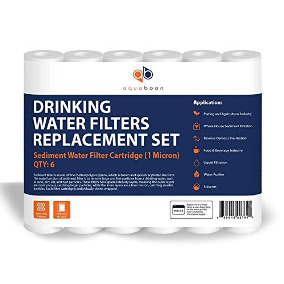 1 Micron Sediment Water Filter Cartridge 6 Pack S841191