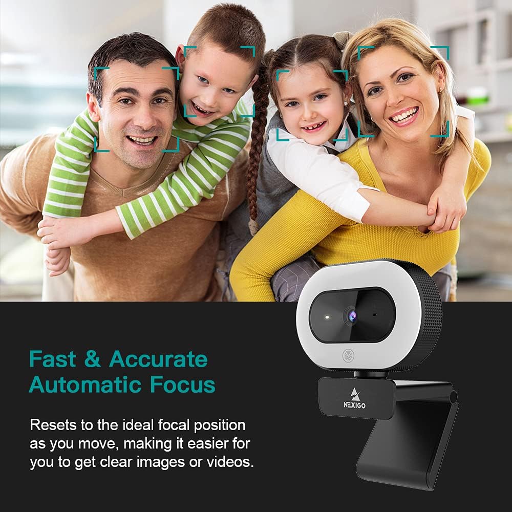 1080P Webcam with Ring Light and Privacy Cover U46752