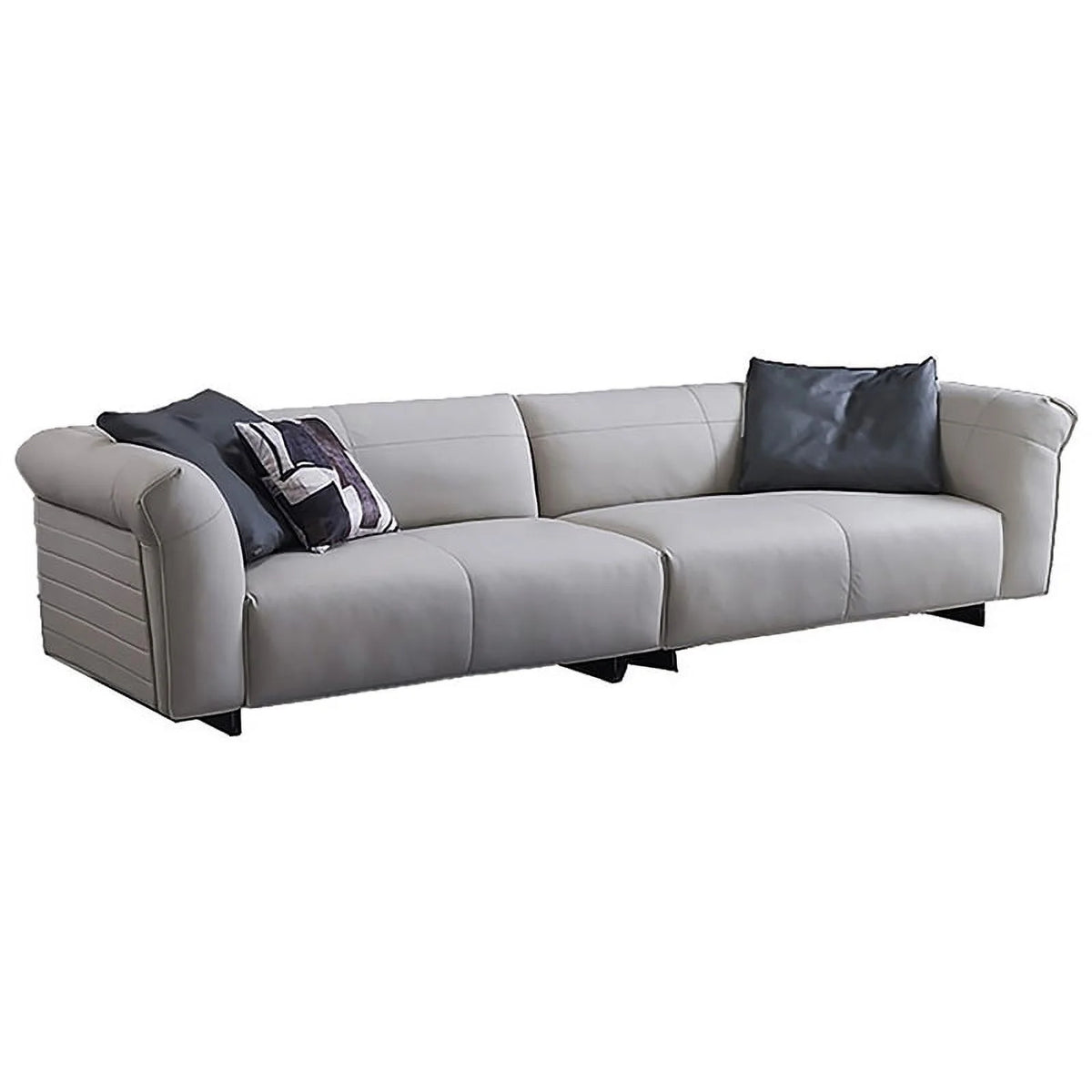 Light Gray 2-Piece Leather & Metal Sofa U707339