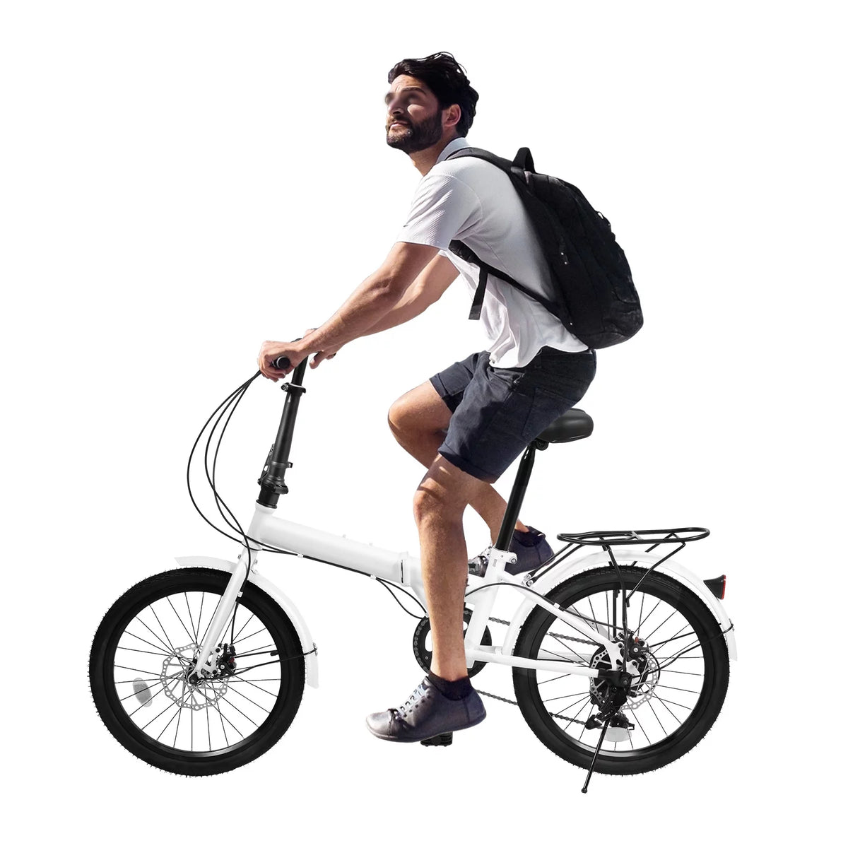 White 20-inch 7 Speed Folding Bicycle T787