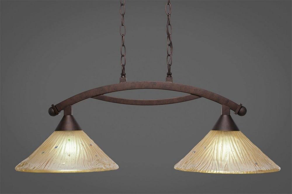 Two Light Island Bronze Finish with Amber Crystal Glass Z330