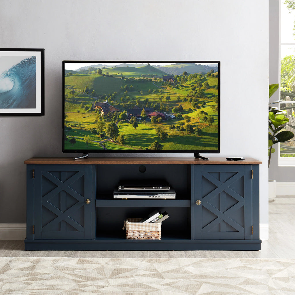 Navy Blue 64 inch TV Stand with Adjustable Shelf O1986