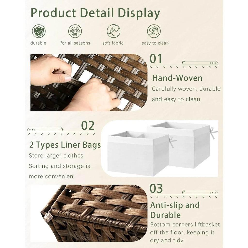 Gray 17.2 Gallon Rattan Storage Basket with Lid T63924