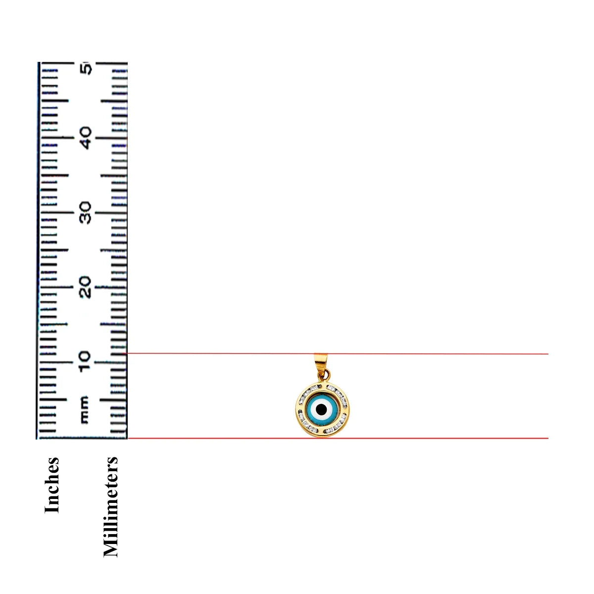 14K Tri Color Gold Cubic Zirconia Evil Eye Pendant 11 x 11 MM 0.6 grams Q495784