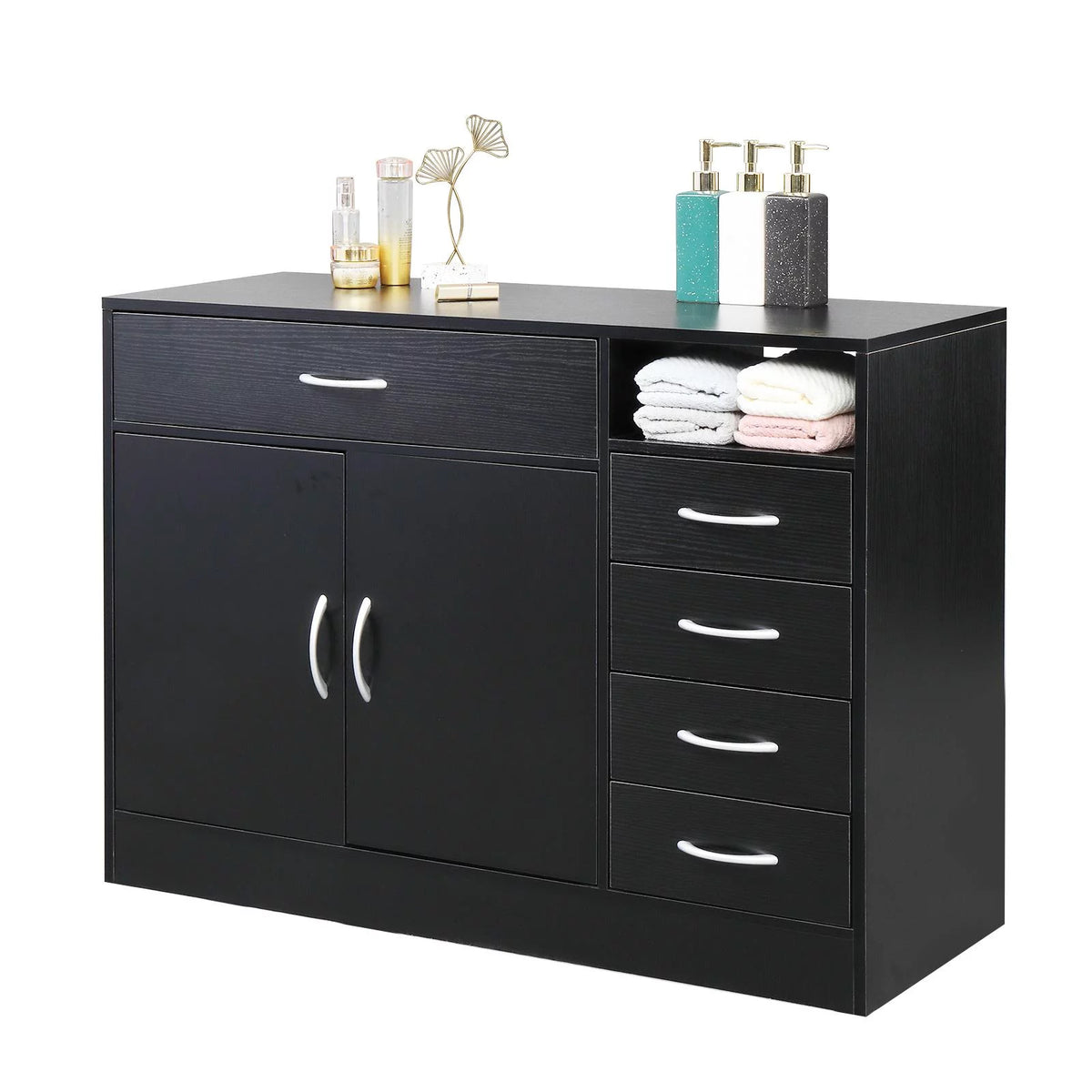 Black 5-Drawer Chest Dresser Storage Cabinet F584