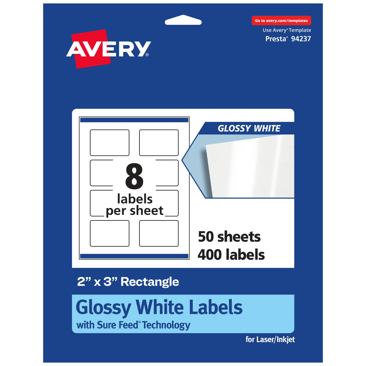 2" x 3" Glossy White Labels K653
