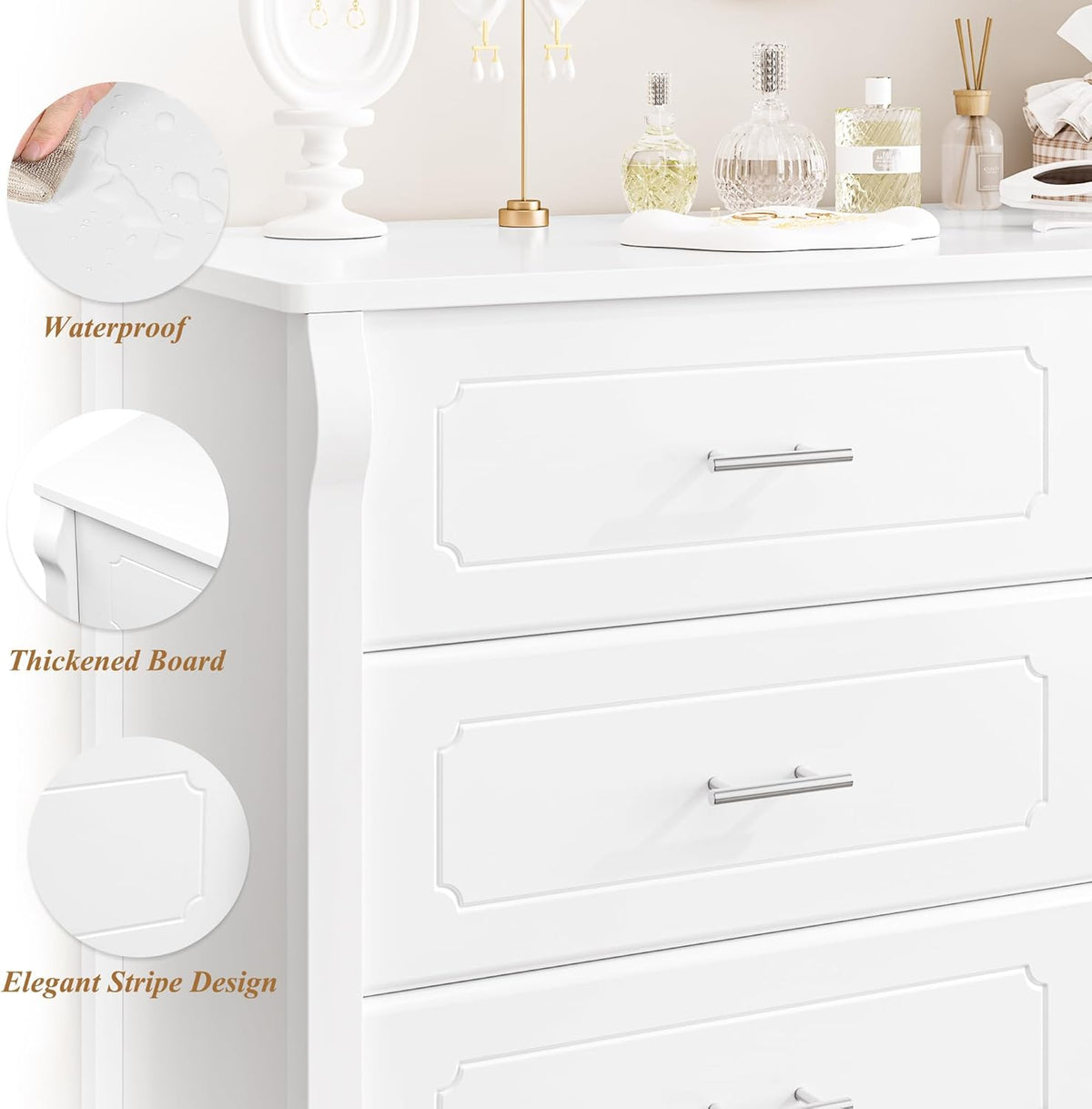 White 8 Drawer Wood Dresser T90961