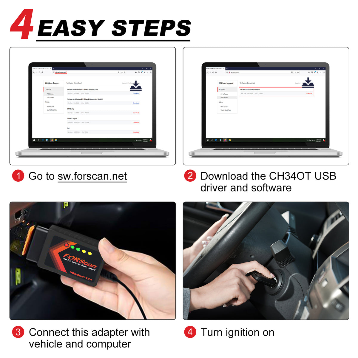 OBD2 Adapter OBDII Diagnostic Scanner via USB for Windows F4169