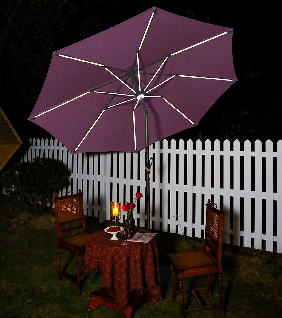 10 ft. Solar Powered LED Aluminum Patio Umbrella Sky Blue B8602