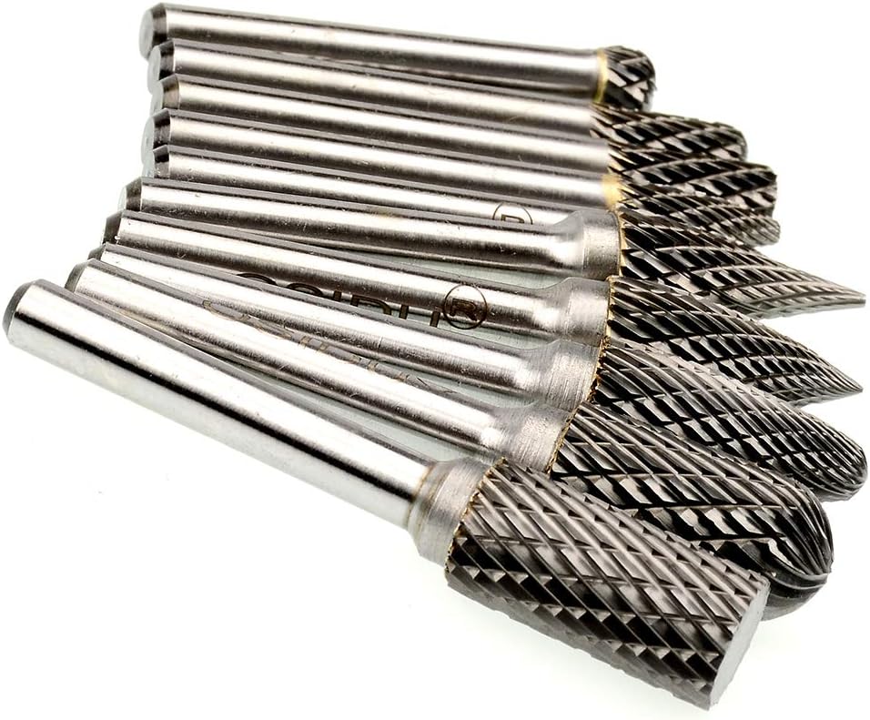 10pcs 1/4 Inch Shank Double Cut Carbide Rotary Burr Set S23297