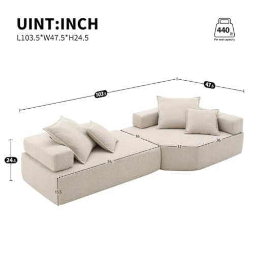 Gray 4 Seat Oversized Sectional Foam Sofa X183