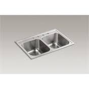 33x22 x 22x22 x 9-1/4x22 Top-Mount Double-Equal Kitchen Sink Stainless Steel B533879