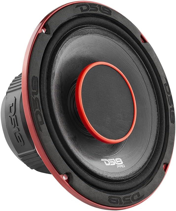 6.5-Inch 2 Way Pro Audio Midrange Speakers with Built-in Bullet Tweeter, 4-Ohms, 450W Max, 225W RMS, Red Metal Mesh Grill, Pack of 2 C429645