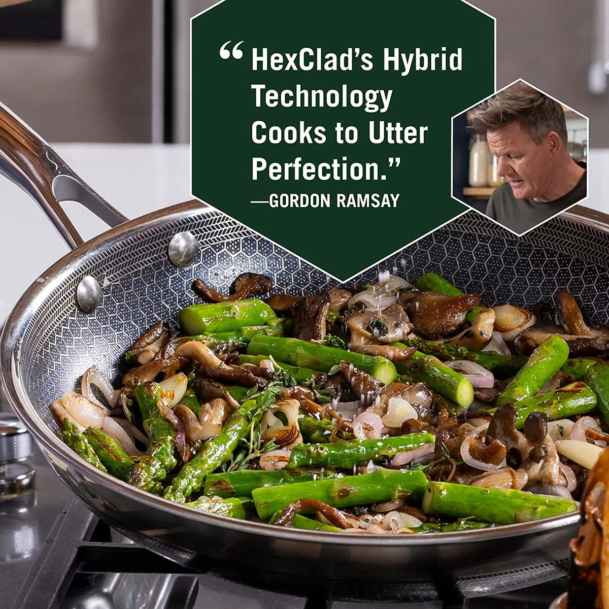 12 Inch Hybrid Stainless Steel Non-Stick Frying Pan with Lid R4492