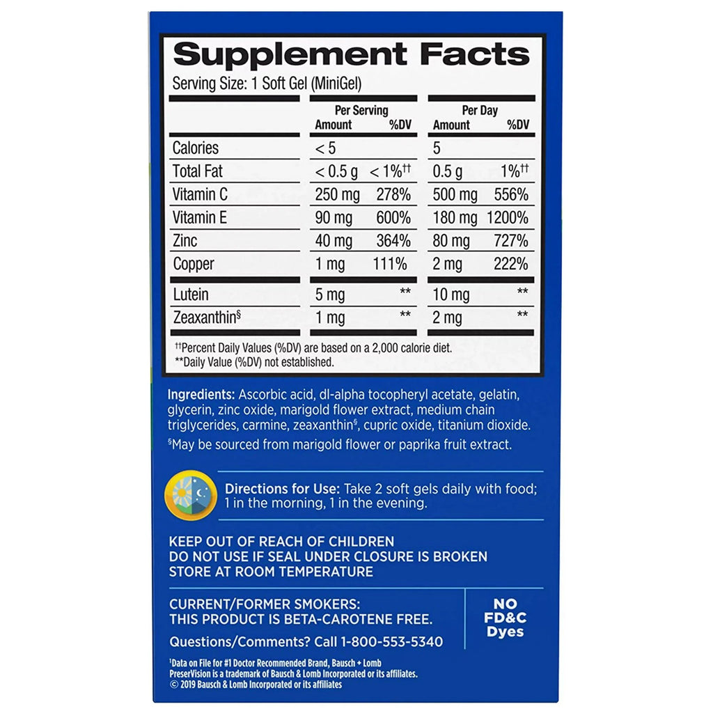 Ascorbic Acid Vitamin E Eye Supplement Y718