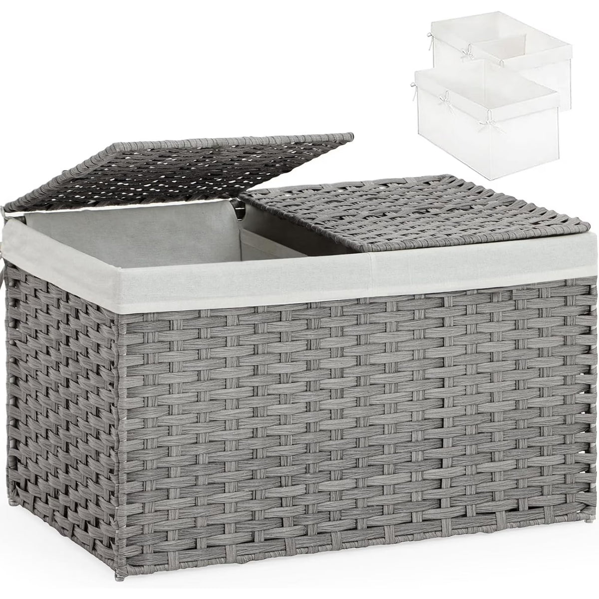 Gray 17.2 Gallon Rattan Storage Basket with Lid T63924