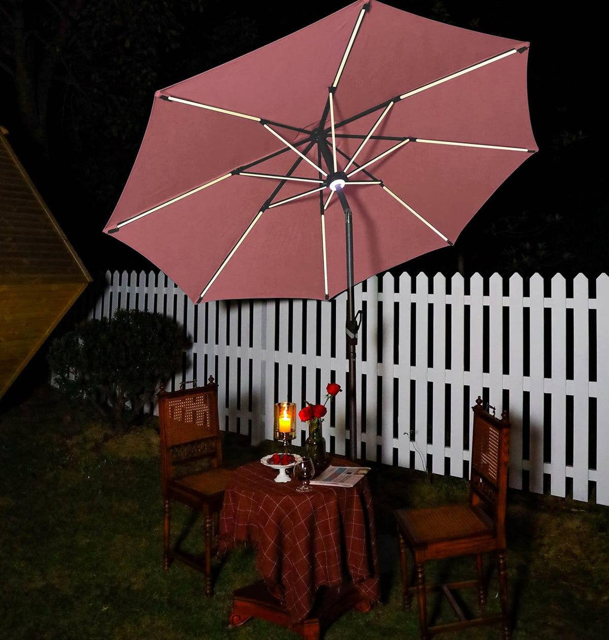 10 ft. Solar Powered LED Aluminum Patio Umbrella Sky Blue B8602
