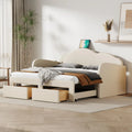 Beige Upholstered Daybed with Storage Drawers and Trundle K395