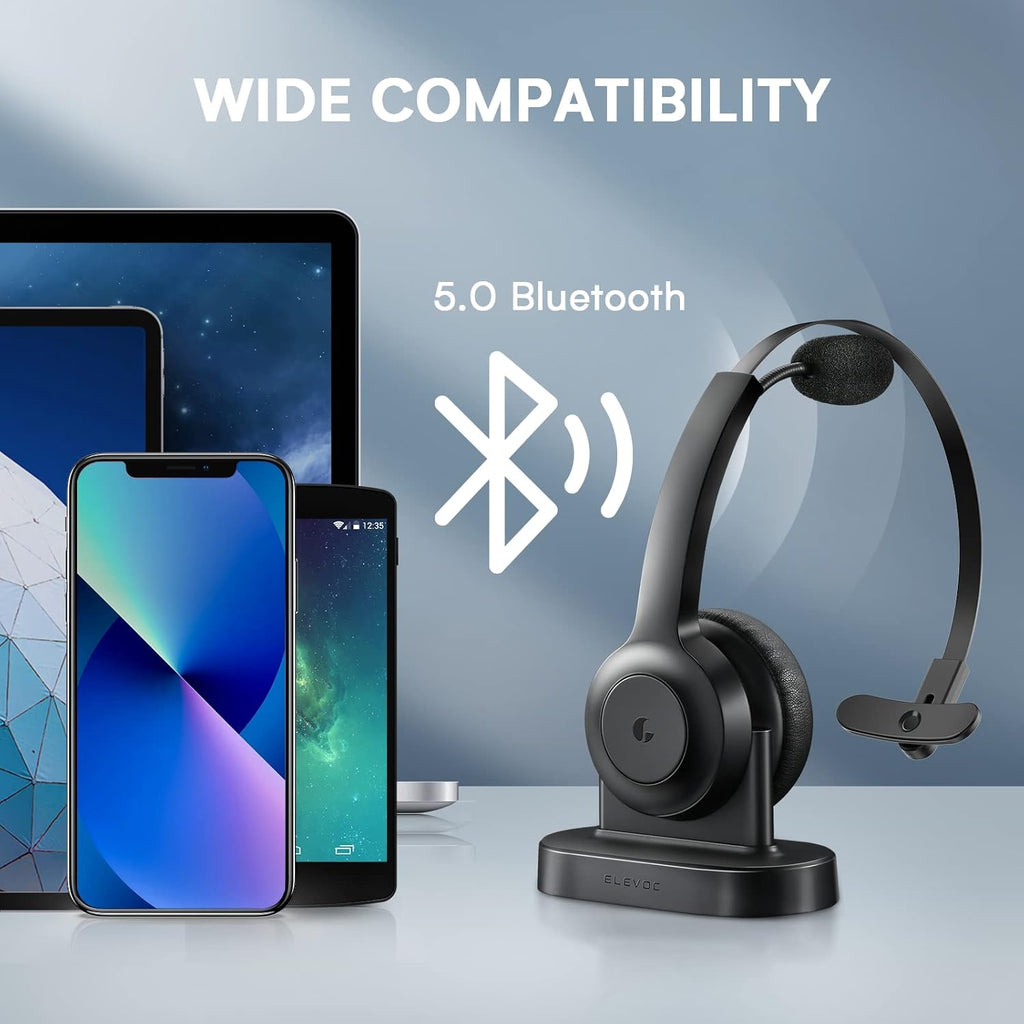 Wireless Bluetooth Headset with Microphone, AI Noise Cancelling, 35 Hrs Talk Time, USB Dongle, Charging Base, Mute Button, Pack of 2 P7025