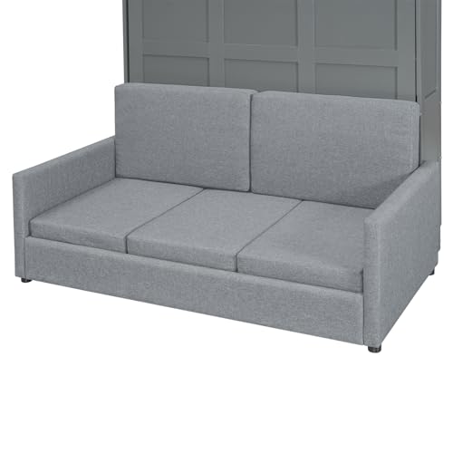 Full Size Grey Murphy Bed with Loveseat Sofa D20889