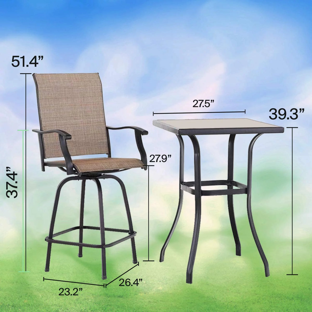 3 Piece Porch Furniture Set with Glass Table Z91111