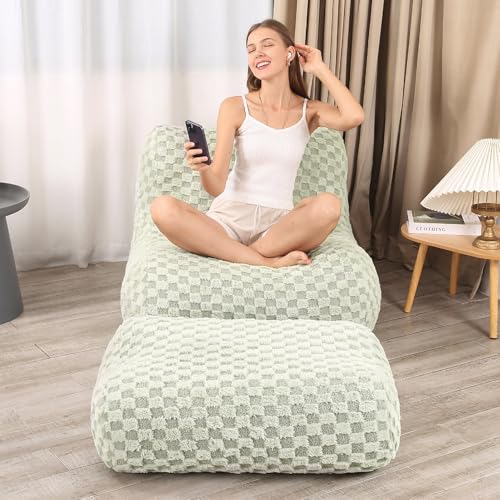 Green Bean Bag Chair with Footstool Y728859