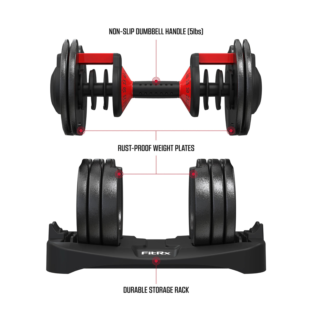 Adjustable Dumbbell 10-90 lbs Black Single A2301
